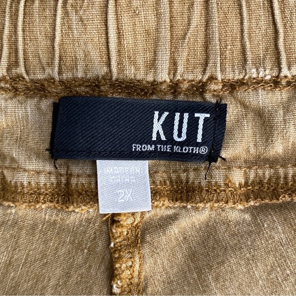 Kut from the Kloth Linen Pants Smocked Drawstring Cord Pork Chop Size 2X - Picture 11 of 13